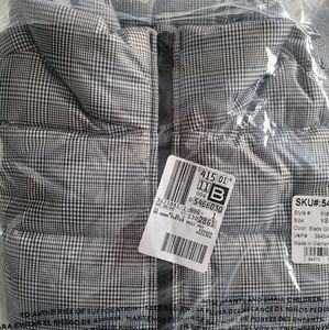 Womens XS Lands End Puffer vest - Black & White Glen Check